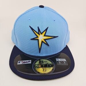New Era Tampa Bay Rays Hat MLB Diamond Era‎ 59Fifty Fitted Size 7 1/2